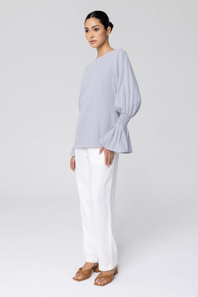 Bea Bell Sleeve Top - Powder Blue (Grey) Veiled Collection 