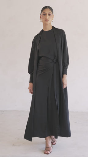 Sadia Open Abaya - Black