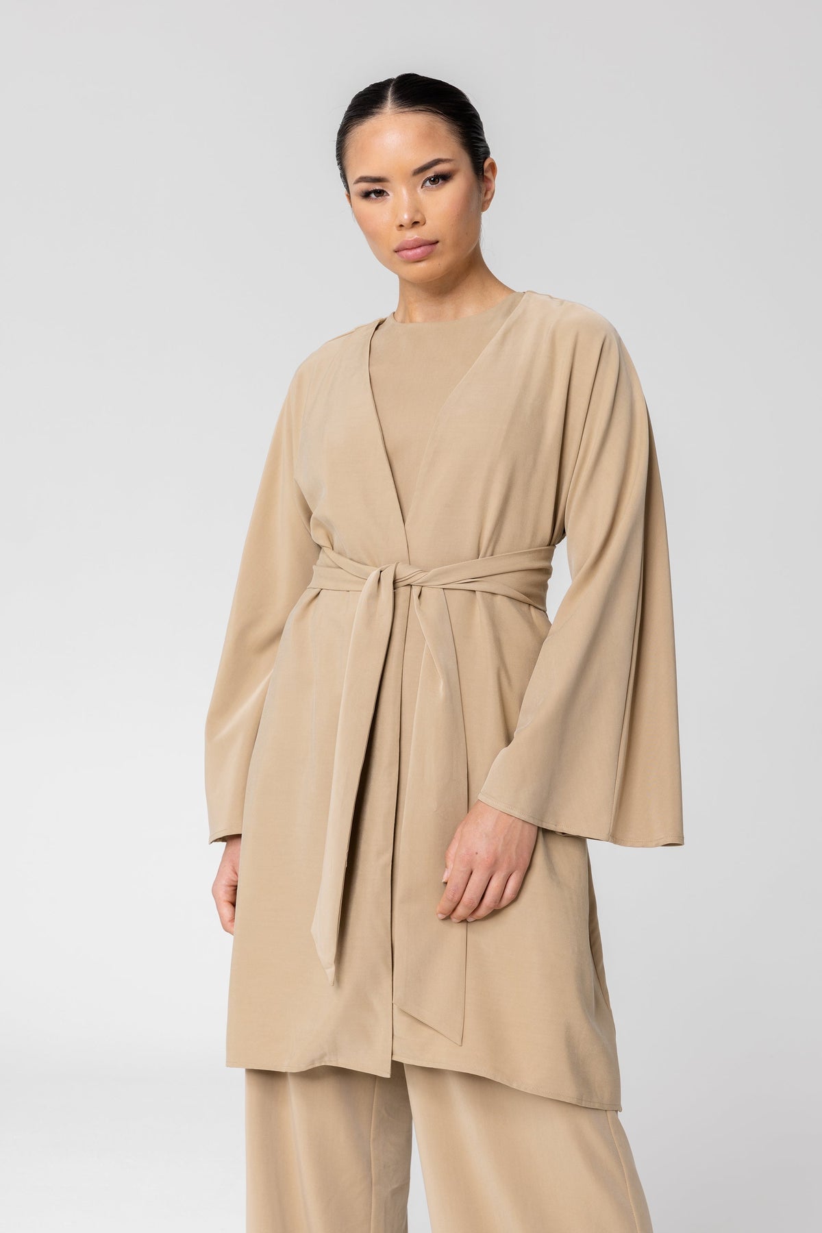 Cecilia Kimono Sleeve Duster Jacket - Latte saigonodysseyhotel 