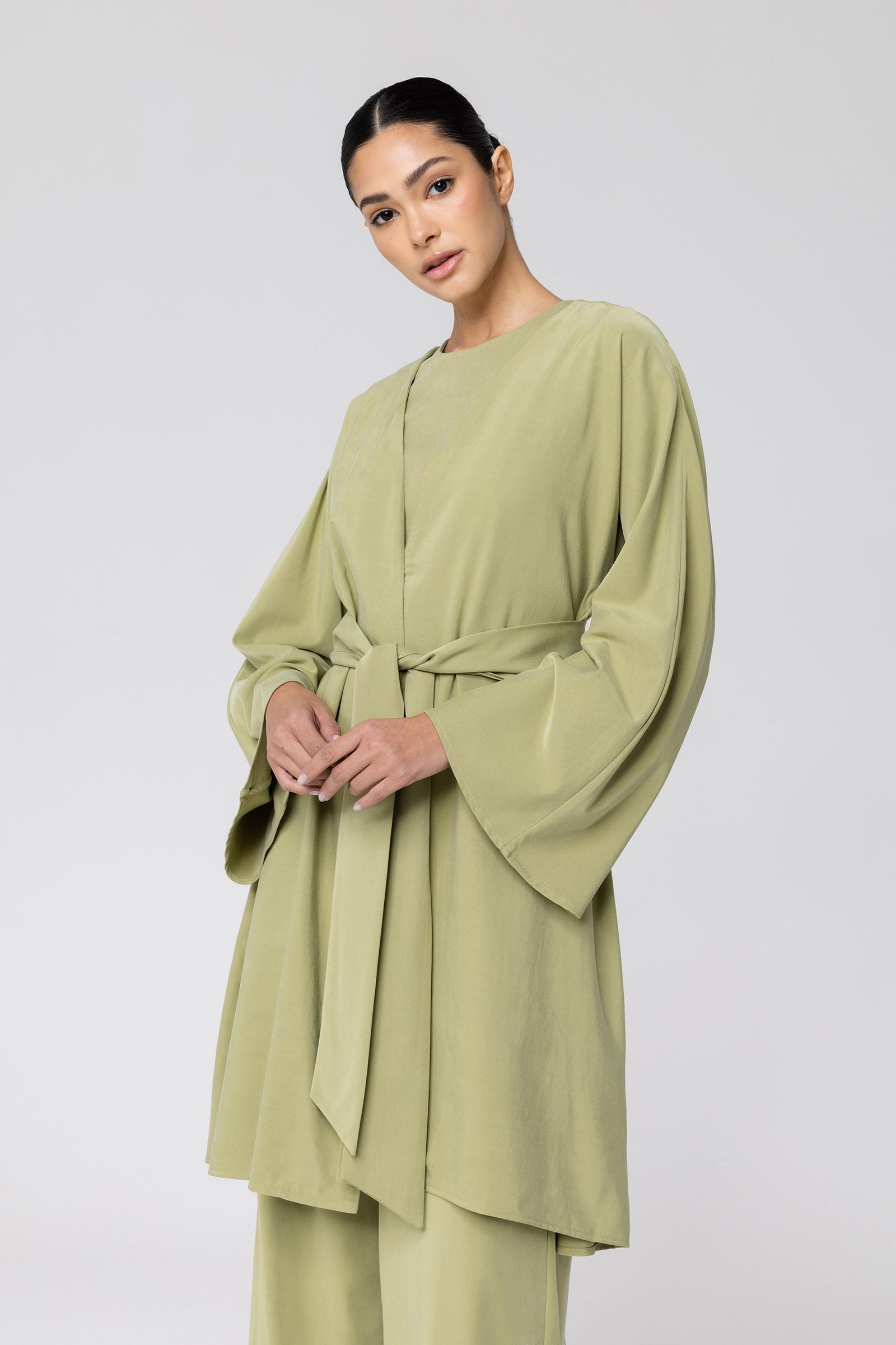 Cecilia Kimono Sleeve Duster Jacket - Olive