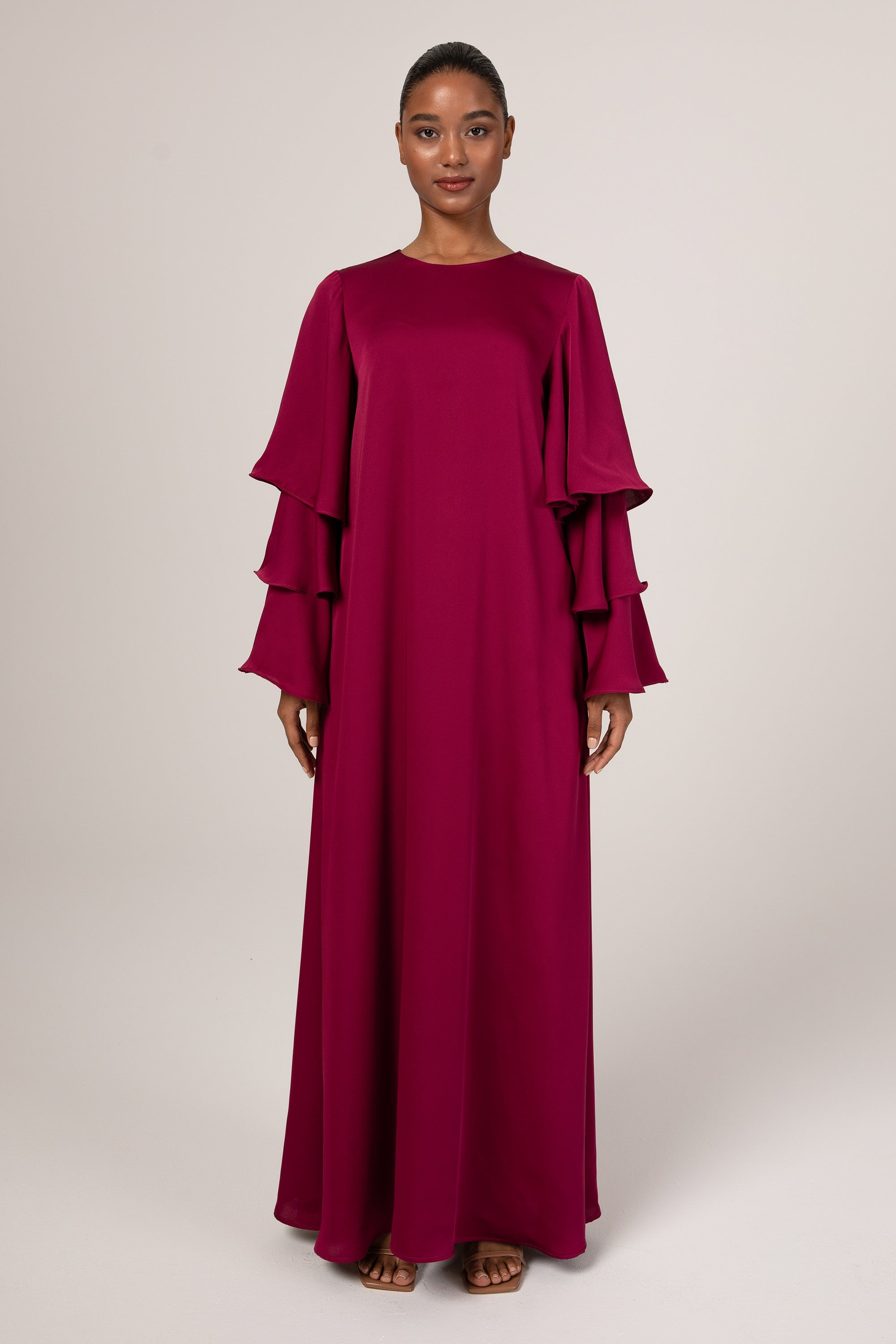 Celia Ruffle Sleeve Maxi Dress - Deep Purple Veiled Collection 