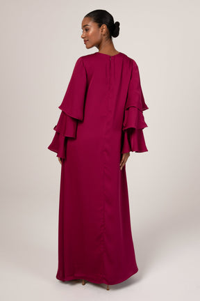 Celia Ruffle Sleeve Maxi Dress - Pomegranate