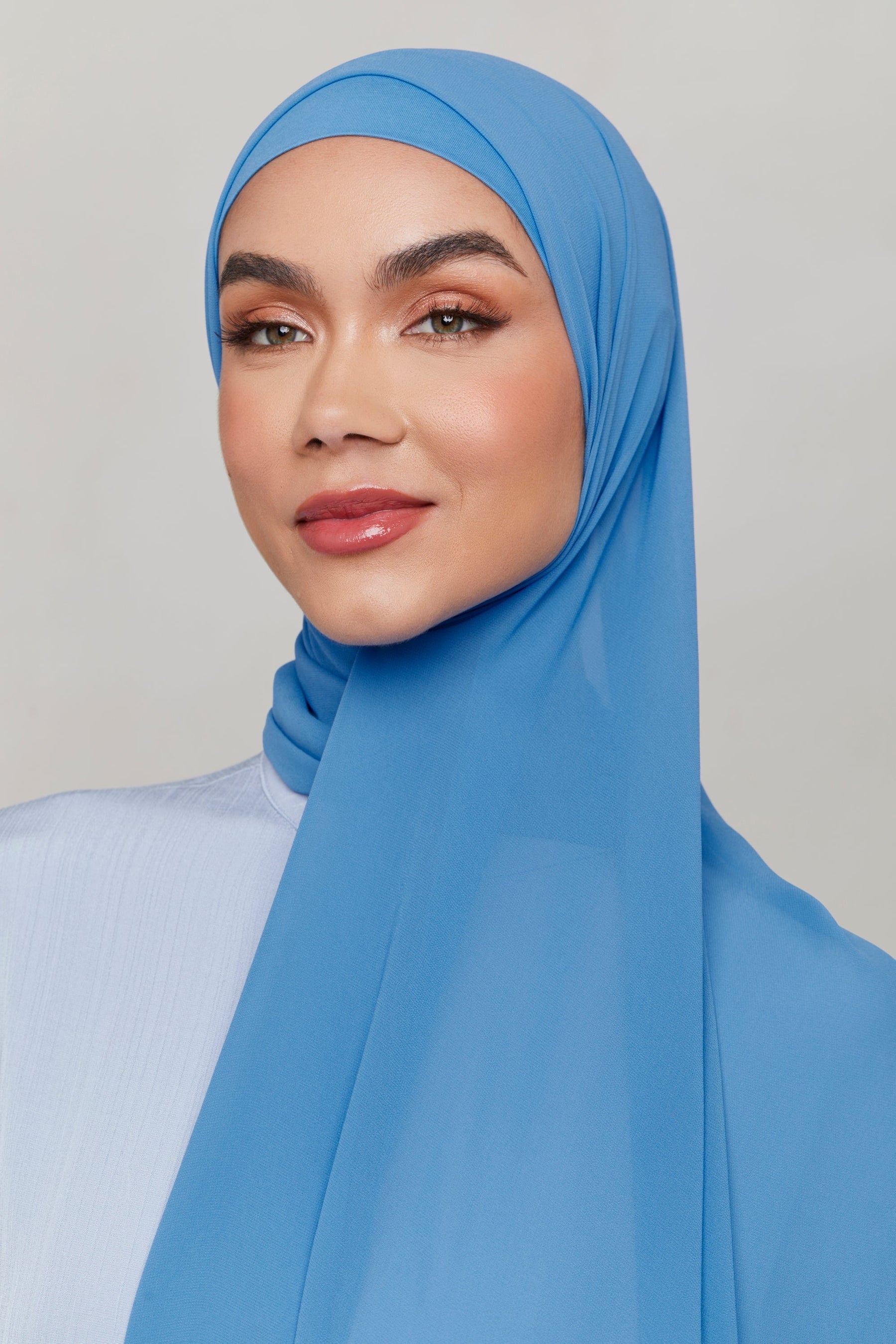 Chiffon LITE Hijab - Azure Blue Veiled 