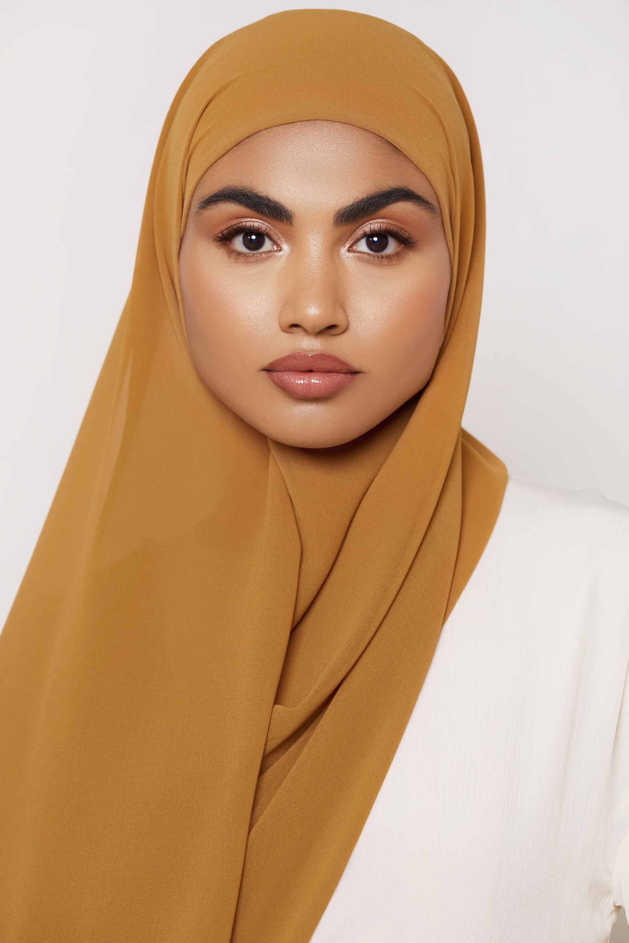Chiffon Organza Trim Hijab - Brown Sugar Accessories Veiled 