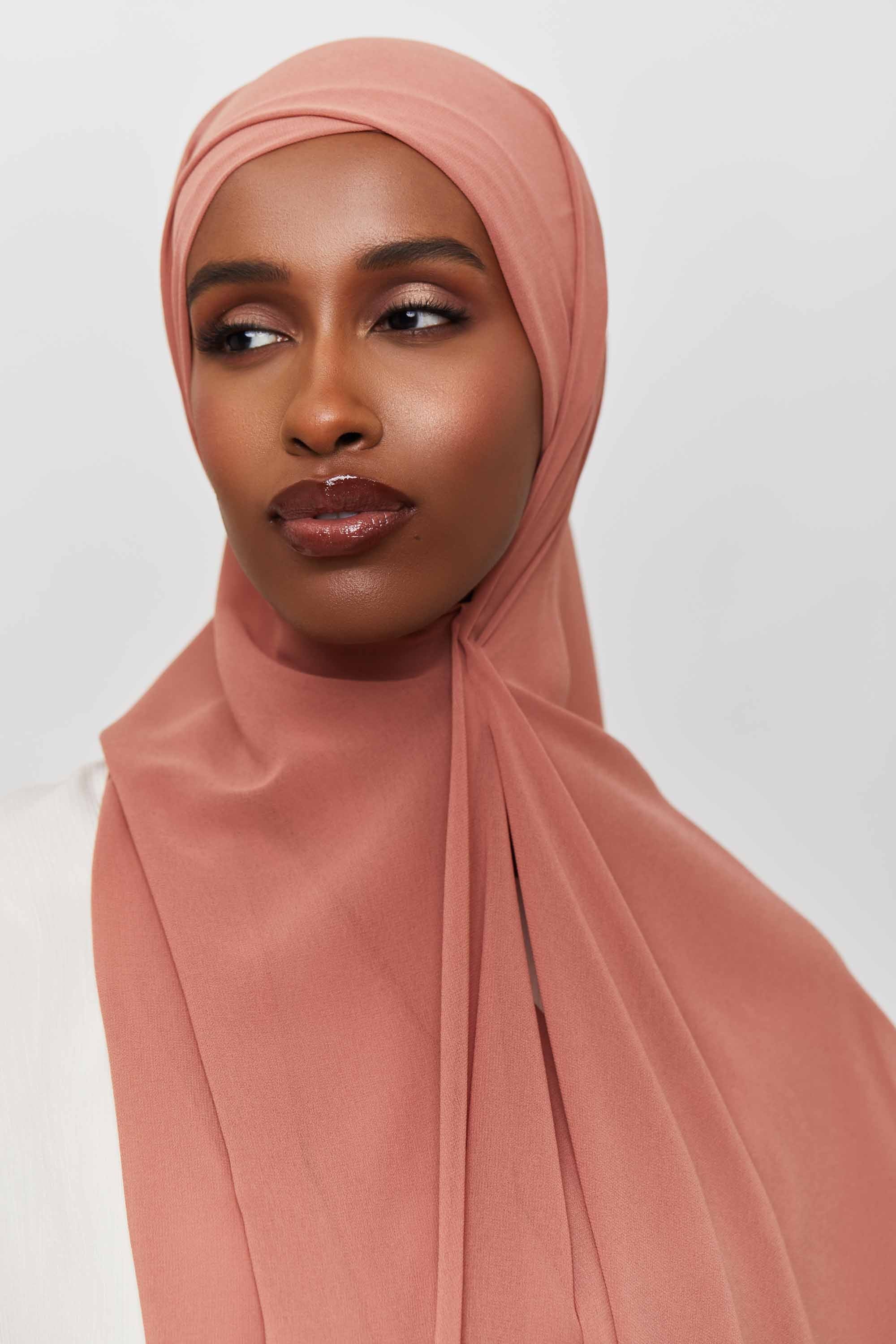 Chiffon Organza Trim Hijab - Cedar Wood Accessories Veiled 