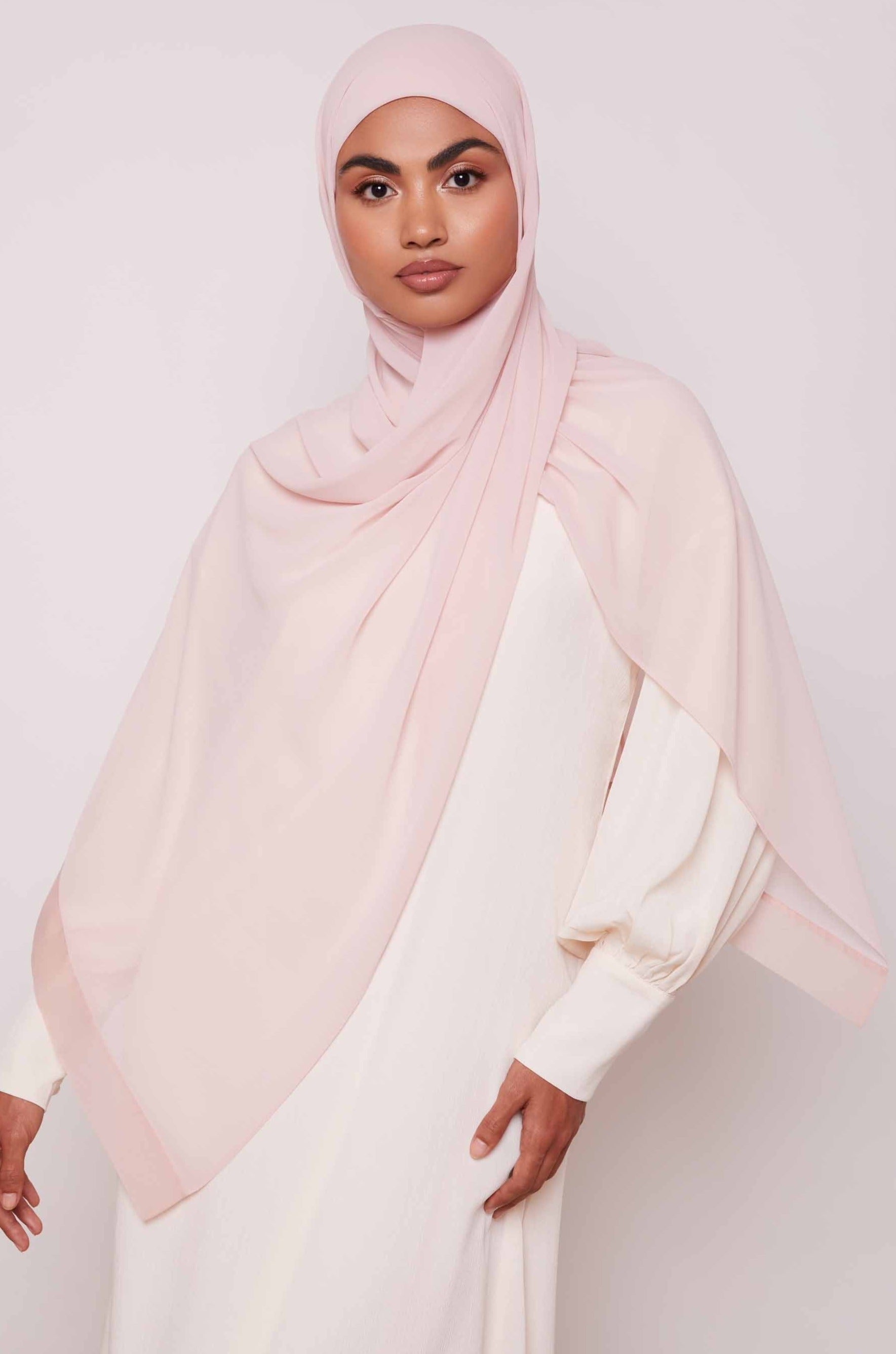 Chiffon Organza Trim Hijab - Sepia Rose Accessories Veiled 