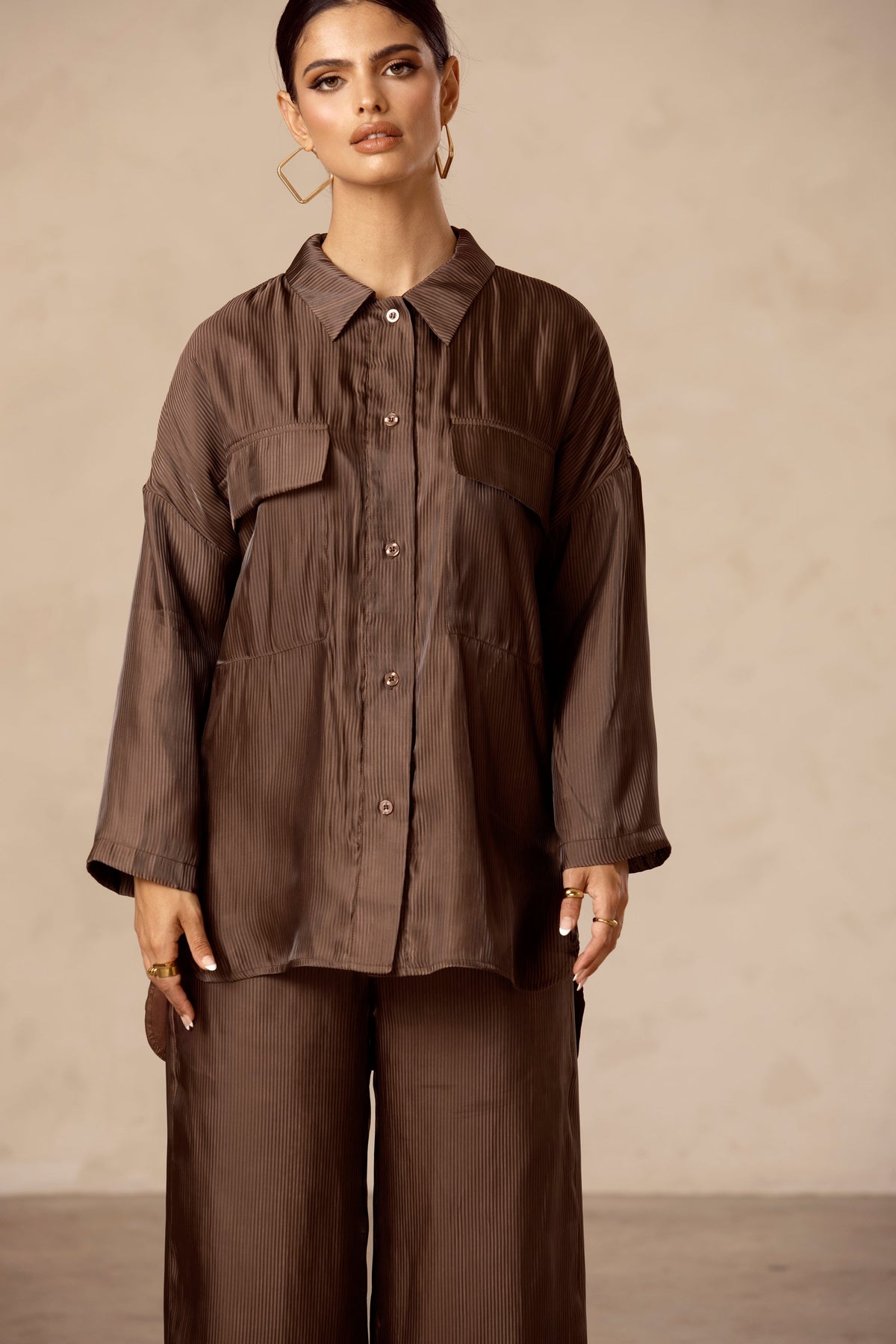 Chocolate Oversized Button Down Shirt epschoolboard 