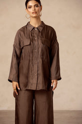Chocolate Oversized Button Down Shirt Veiled Collection 