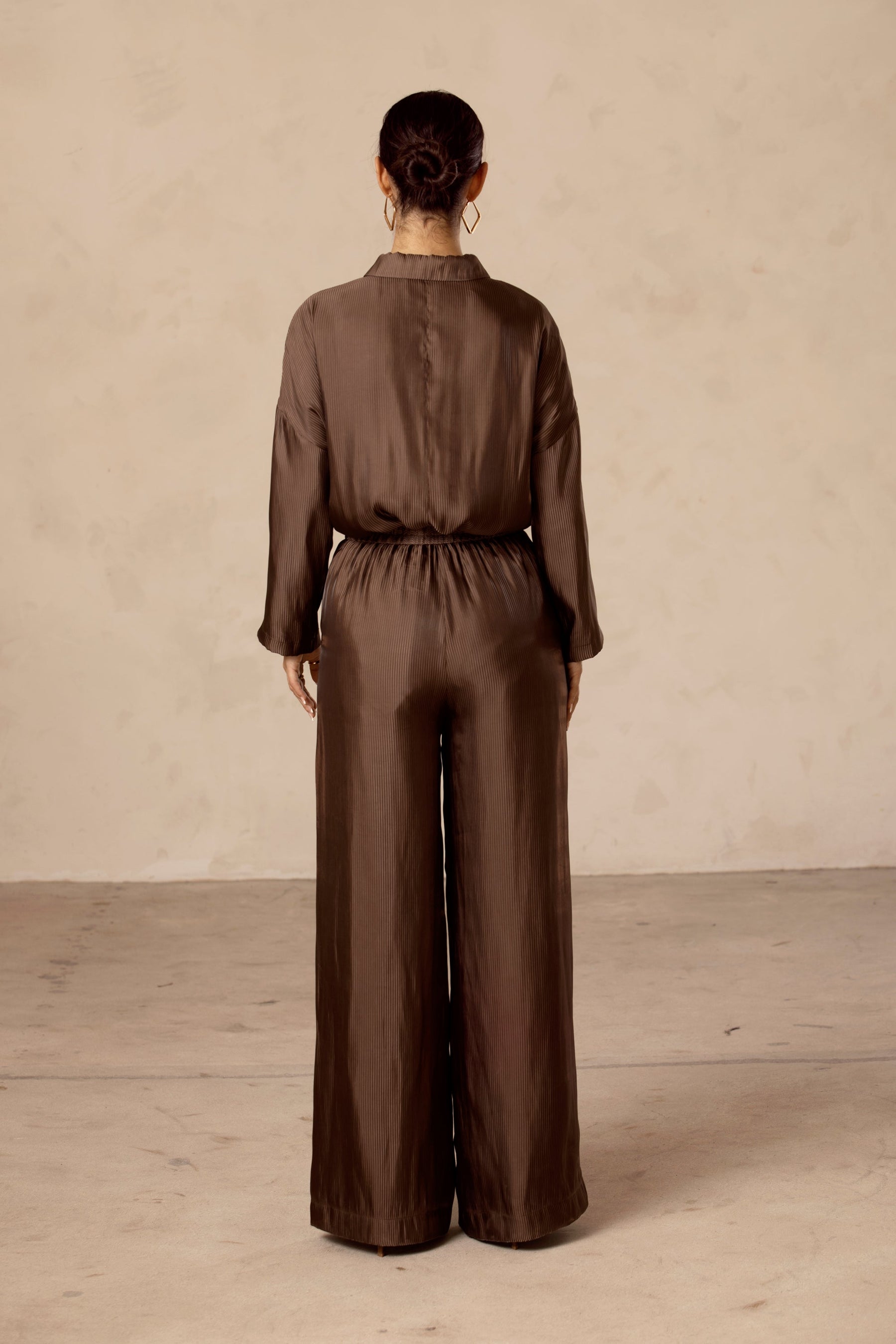 Chocolate Wide Leg Trousers Veiled Collection 