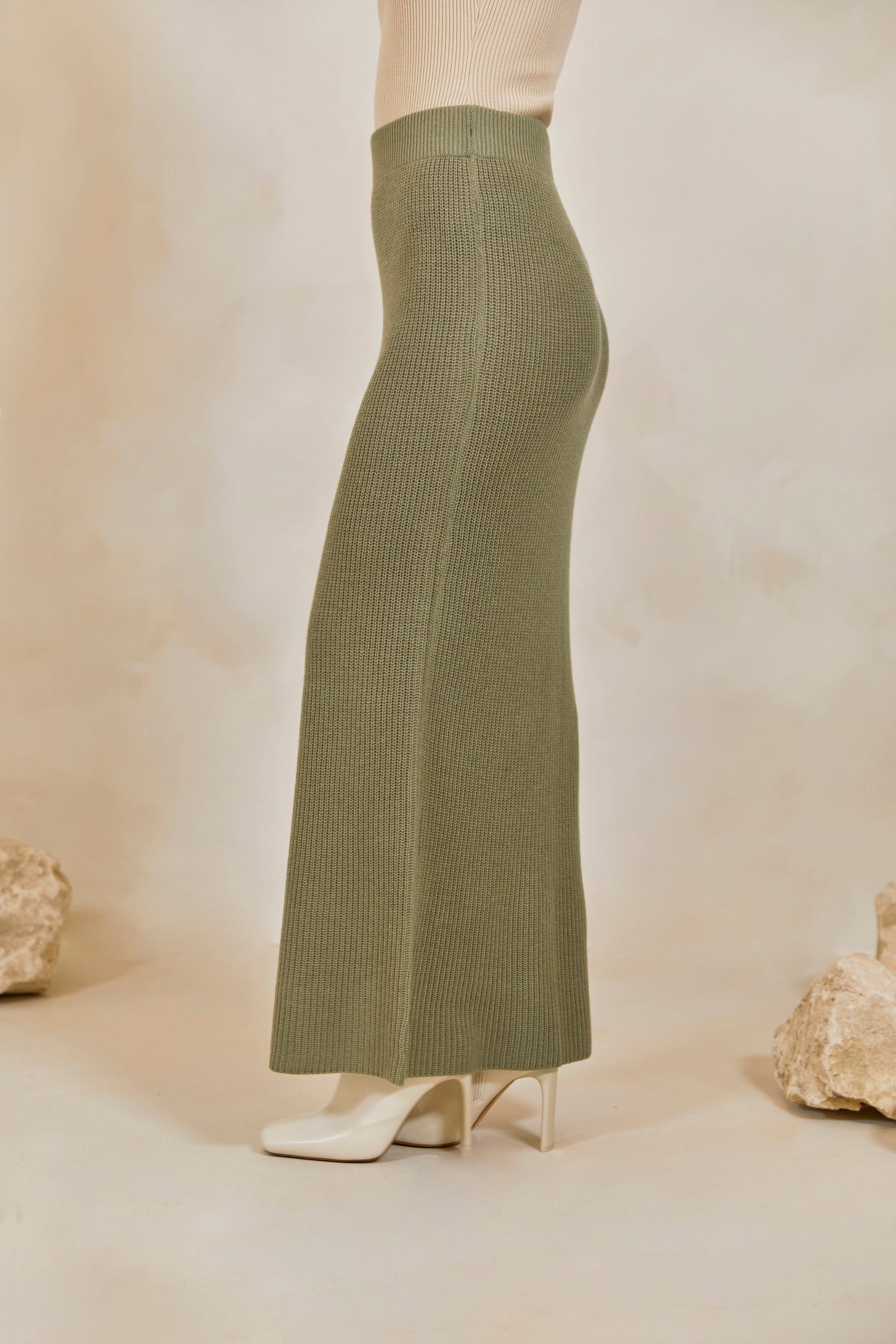Green Maxi Skirt High Rise Tiered  Ally Fashion