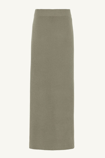 Chunky Knit Merino Wool Maxi Skirt - Sage
