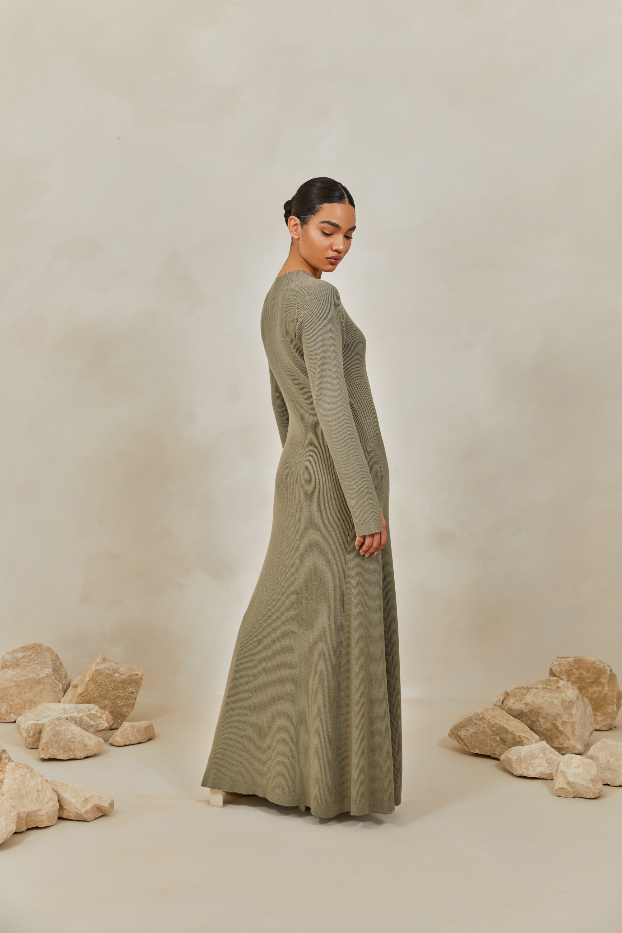 Dalal Knit Ribbed Maxi Dress - Sage