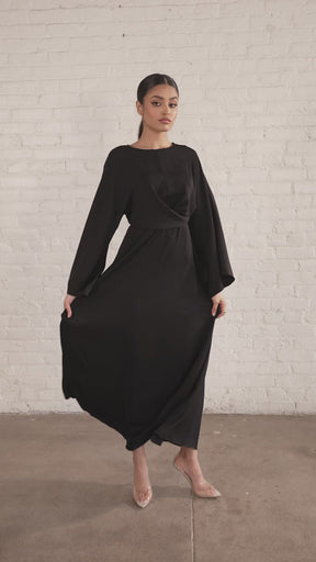 Mina Wrap Waist Maxi Dress - Black