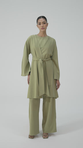 Cecilia Kimono Sleeve Duster Jacket - Olive