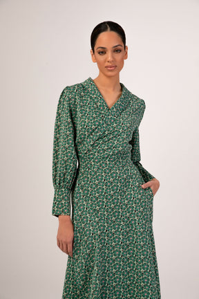 Emaly Green Garden Floral Maxi Dress Veiled Collection 