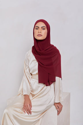Essential Chiffon Hijab - Burgundy Scarves & Shawls Veiled Collection 