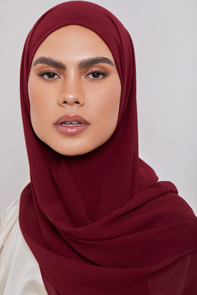 Essential Chiffon Hijab - Burgundy Scarves & Shawls Veiled Collection 