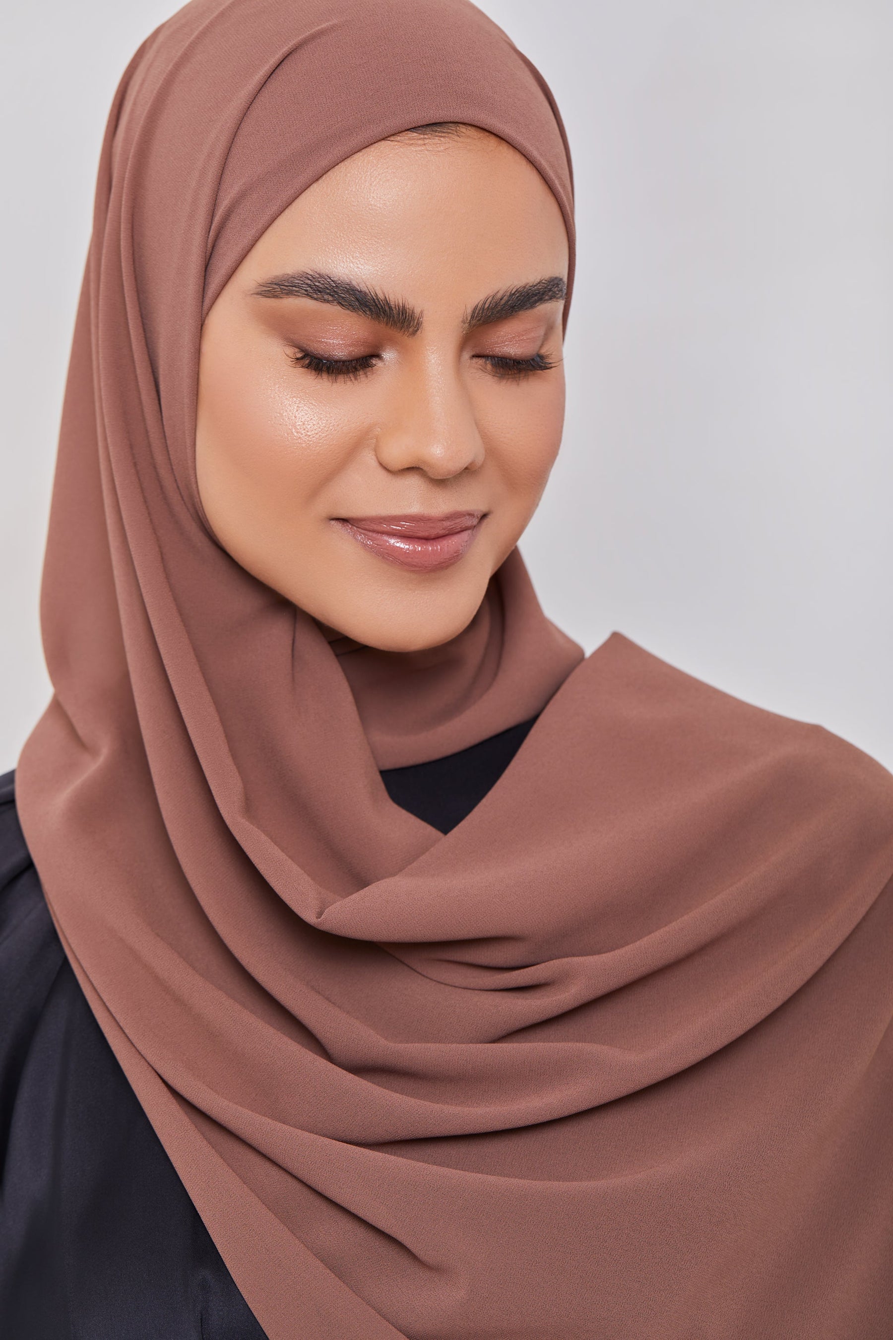 Essential Chiffon Hijab - Chocolate Creme Scarves & Shawls Veiled Collection 