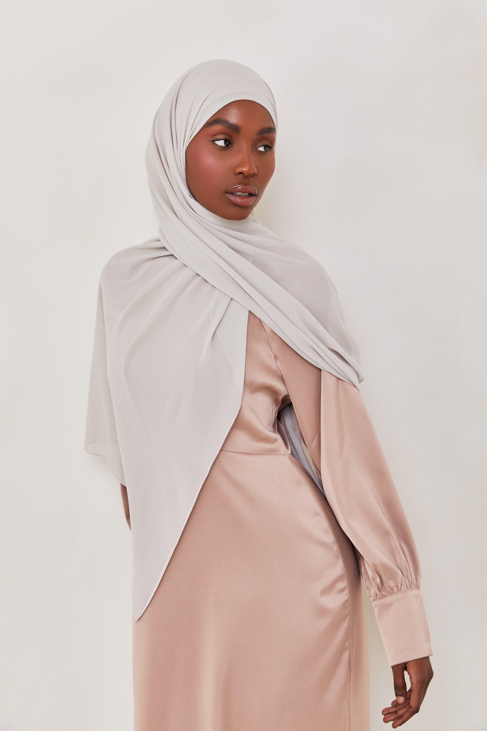 Essential Chiffon Hijab - Cloud Grey Scarves & Shawls saigonodysseyhotel 