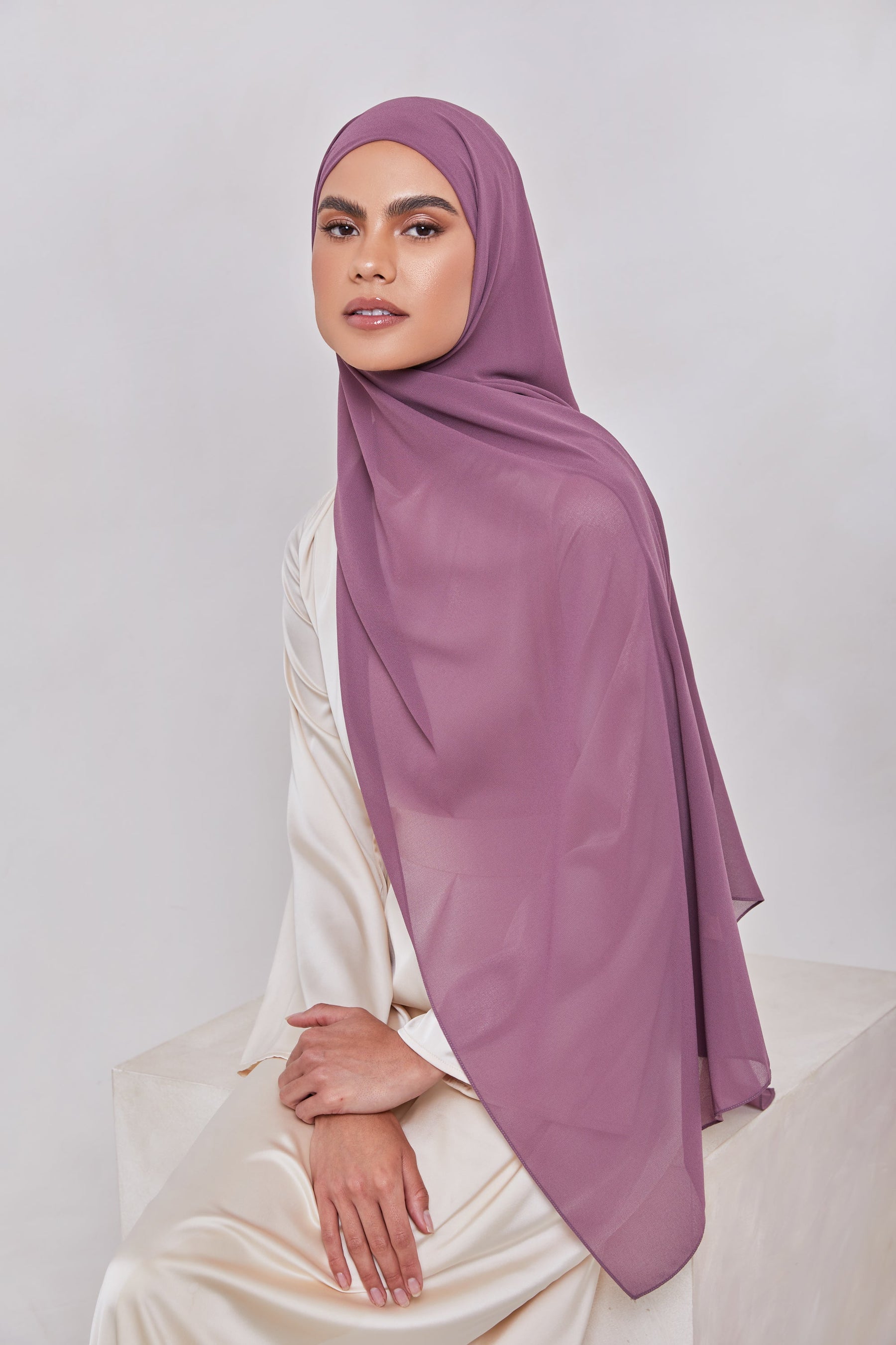 Pink Taupe Chiffon Hijab, VOILE CHIC