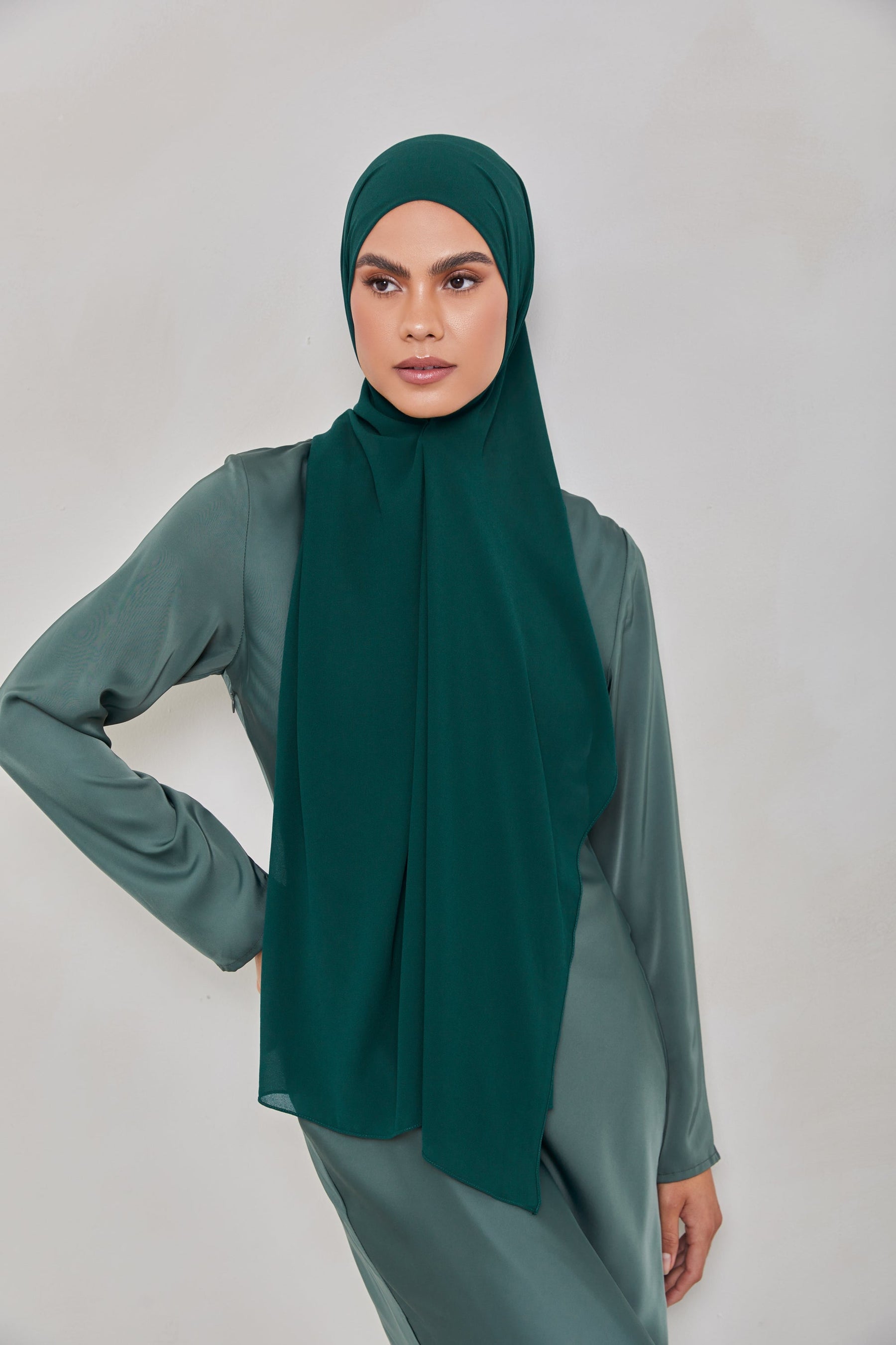 Essential Chiffon Hijab - Deep Teal Scarves & Shawls Veiled Collection 