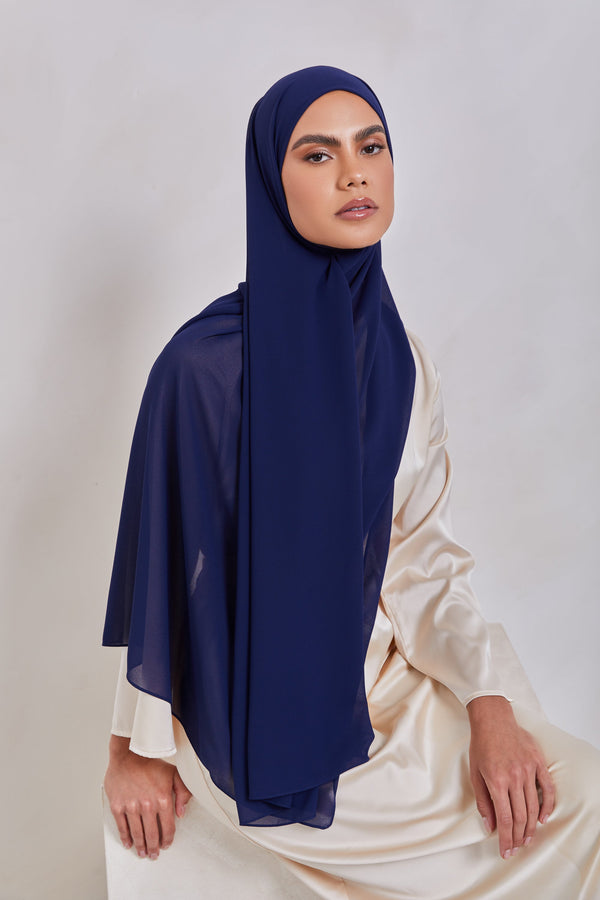Essential Chiffon Hijab - Midnight Blue Scarves & Shawls Veiled Collection 