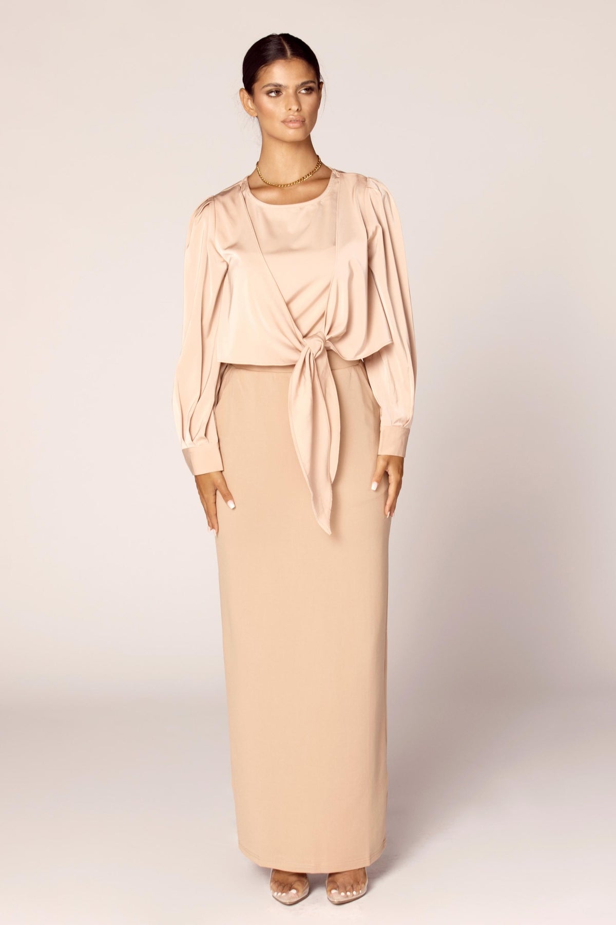 Essential Maxi Skirt - Camel Nude Veiled Collection 