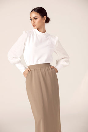 Essential Maxi Skirt - Taupe Veiled Collection 