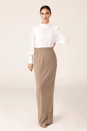 Essential Maxi Skirt - Taupe Veiled Collection 
