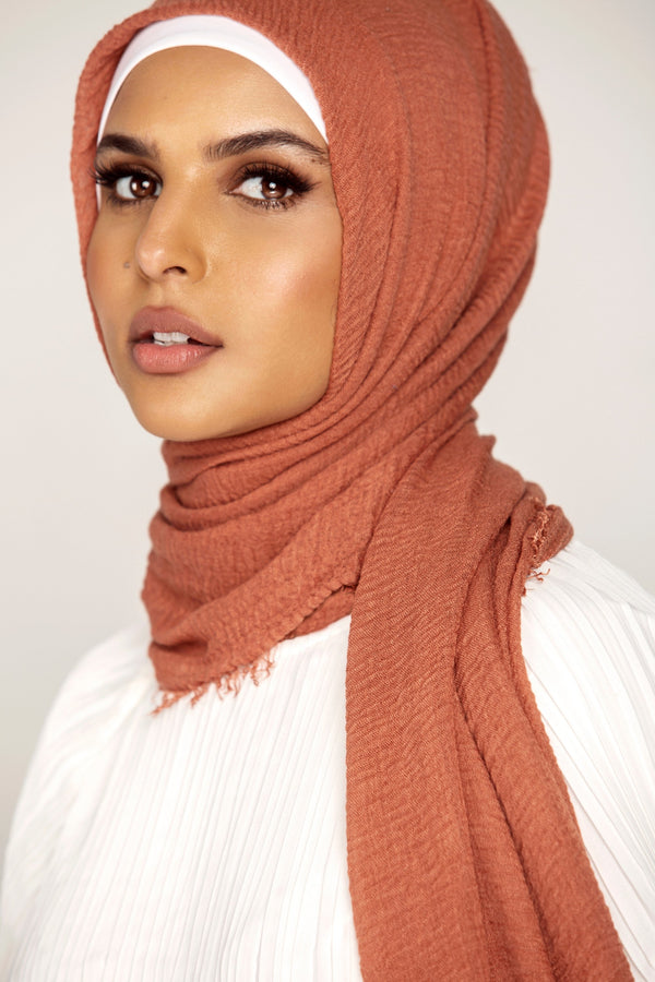 Everyday Crinkle Hijab - Burnt Ochre Veiled Collection 