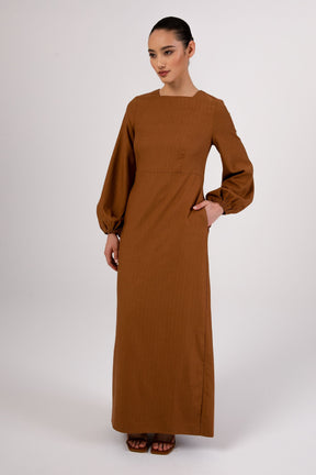 Farida Linen Maxi Dress - Brown Sugar Veiled Collection 