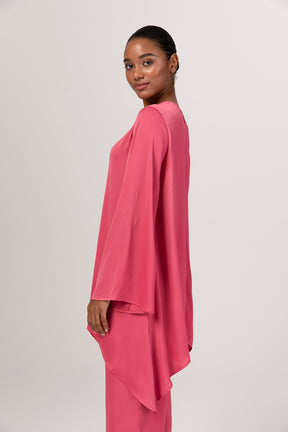 Gaia Asymmetric Satin Tunic - Pink Yarrow Veiled Collection 