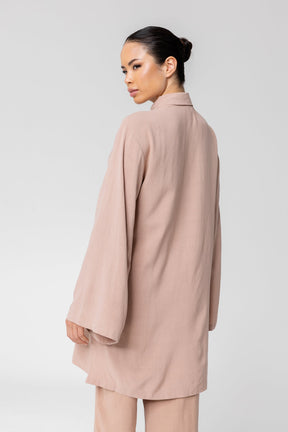 Gemma Linen Kimono Sleeve Button Down Top - Dusty Pink Veiled Collection 