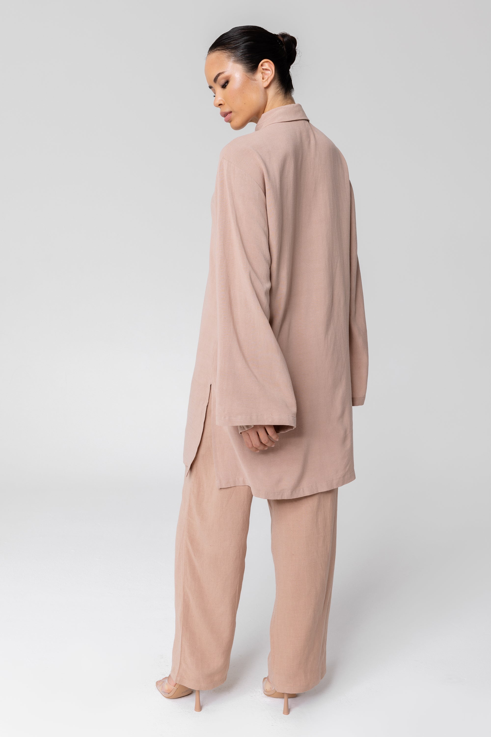 Gemma Linen Wide Leg Pants - Dusty Pink Veiled Collection 