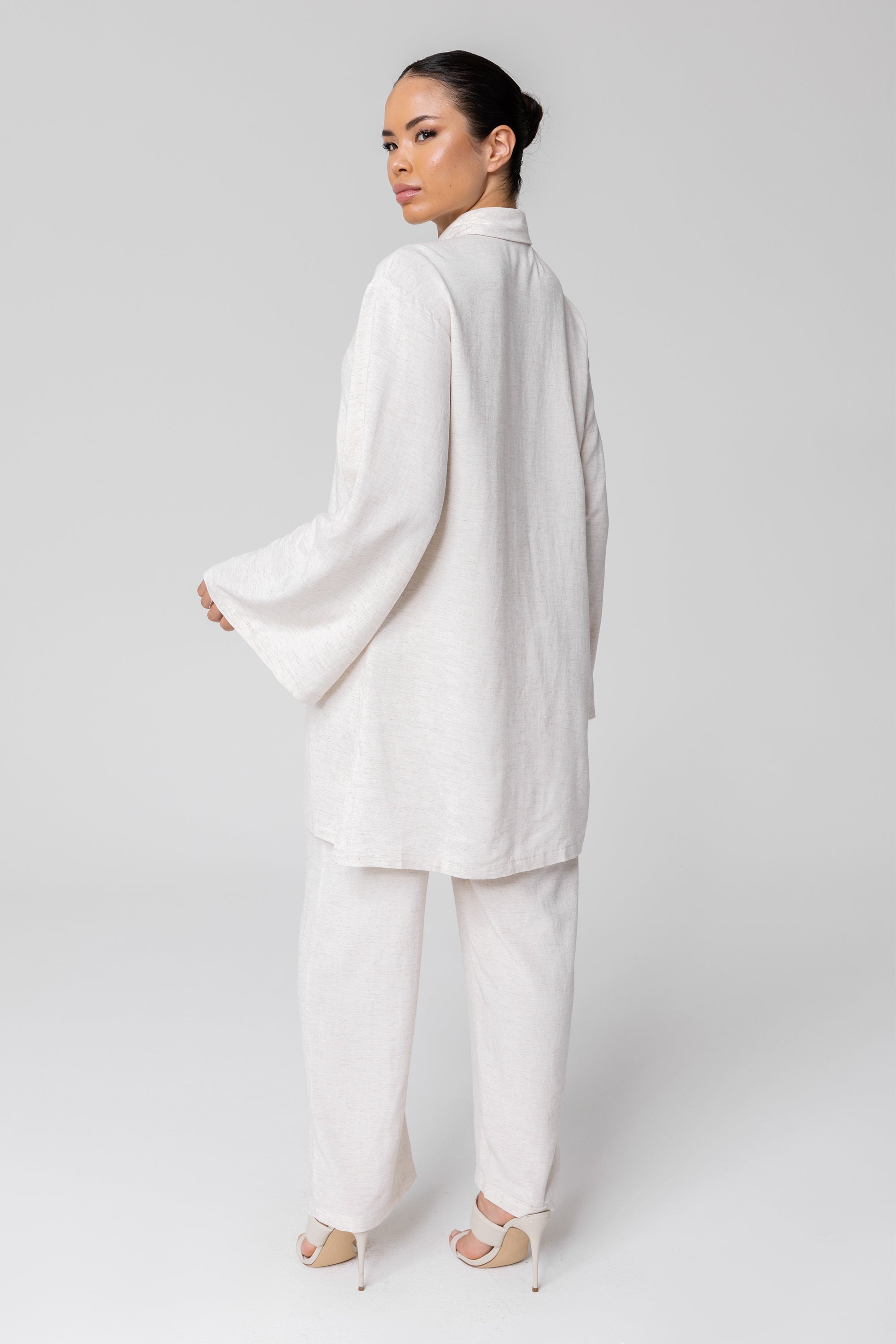 Gemma Linen Wide Leg Pants - Off White Veiled Collection 