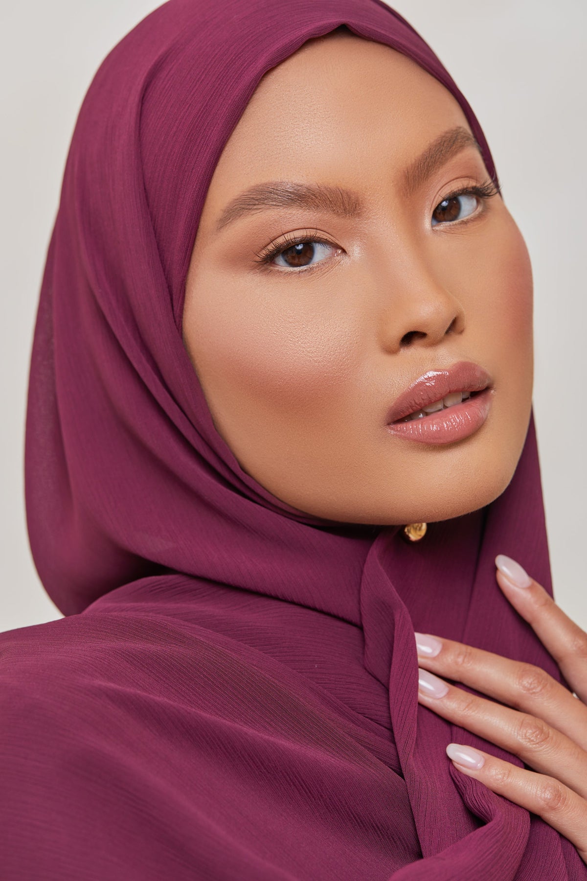 Georgette Crepe Hijab - Blackberry Veiled Collection 