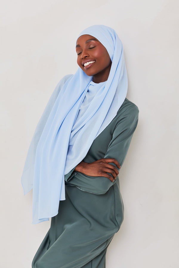 Georgette Crepe Hijab - Ice Blue Veiled Collection 