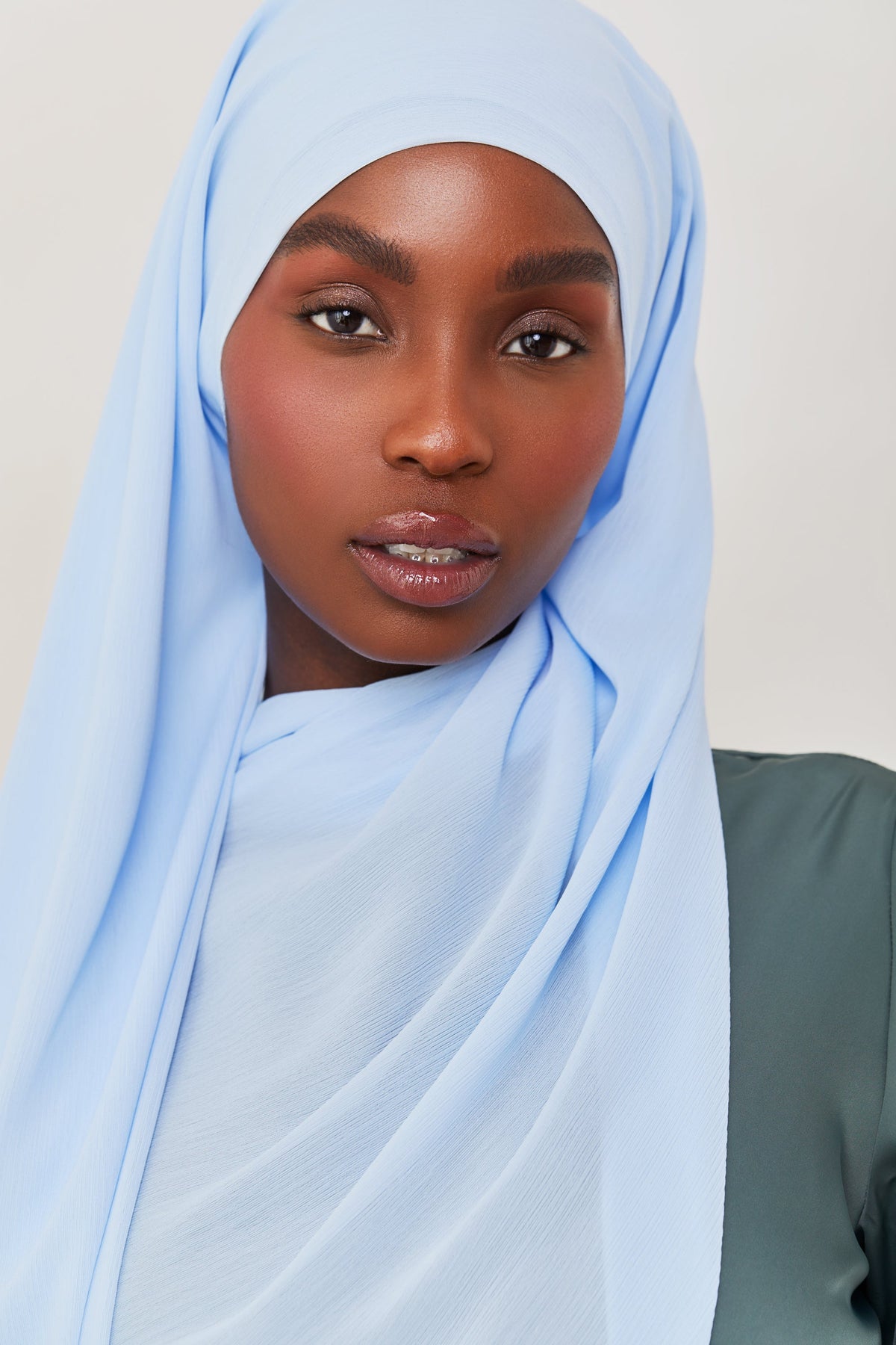 Georgette Crepe Hijab - Ice Blue Veiled Collection 