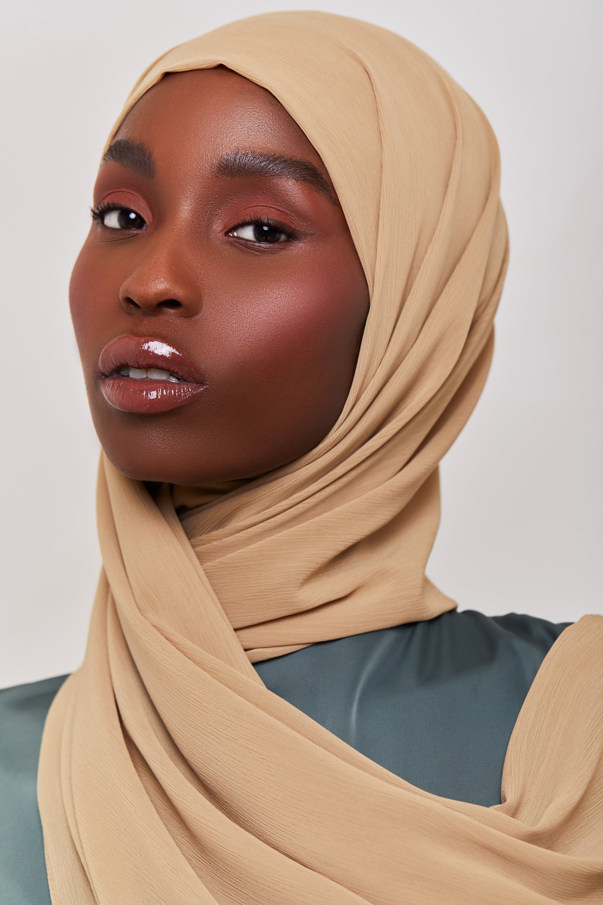 Georgette Crepe Hijab - Macadamia Veiled Collection 