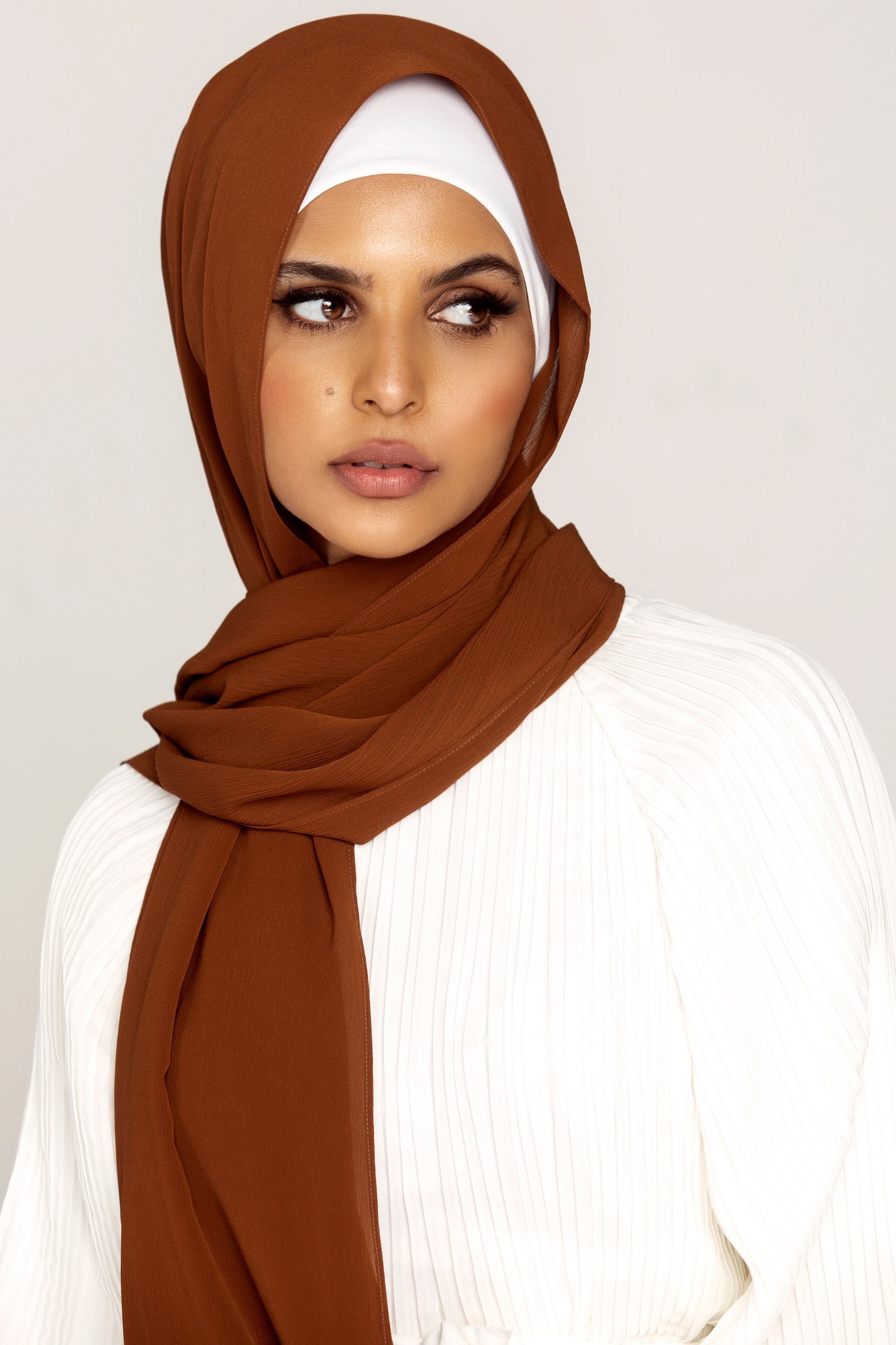 Georgette Crepe Hijab - Nutmeg Veiled Collection 