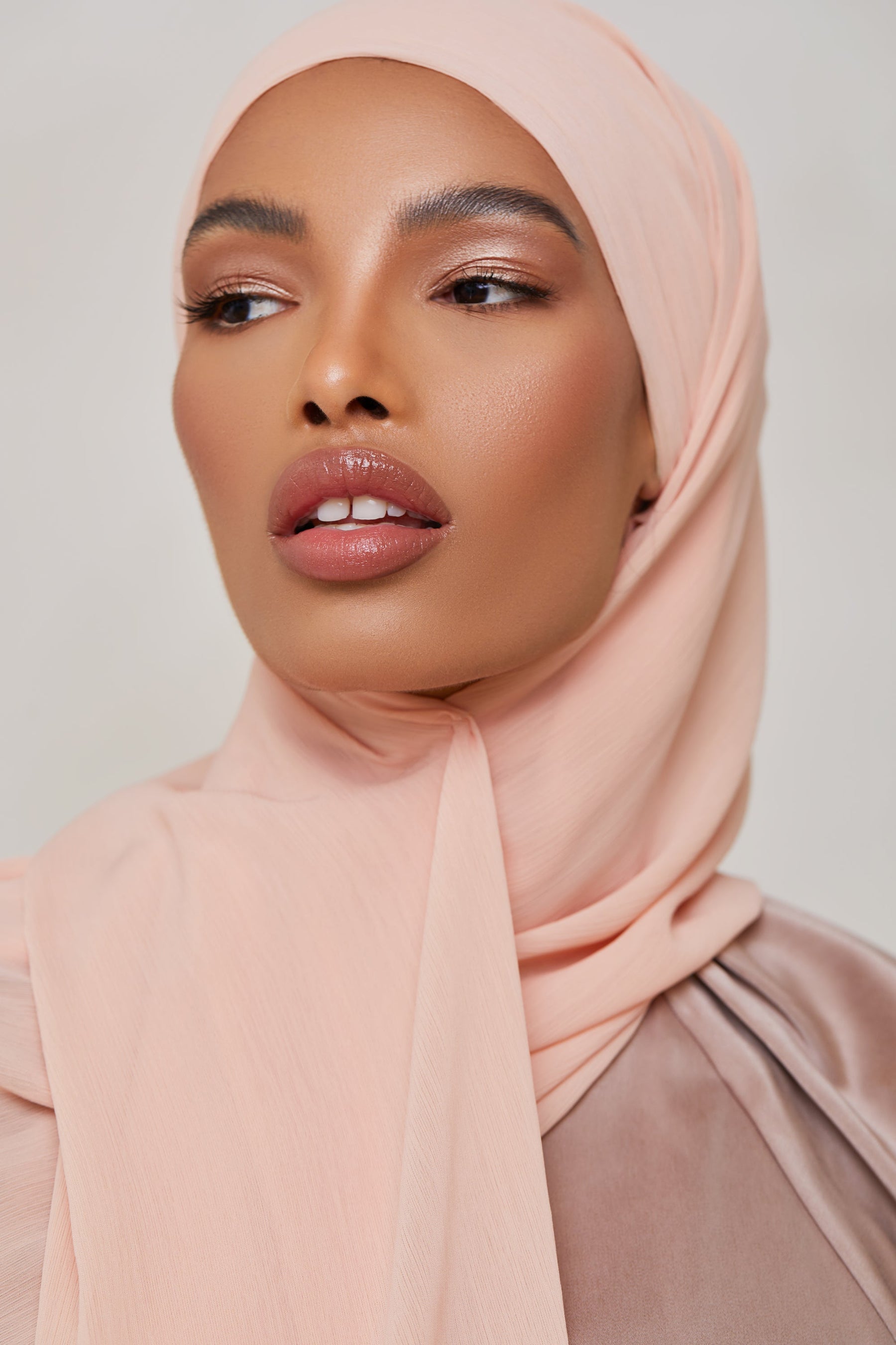 Georgette Crepe Hijab - Peach Veiled Collection 