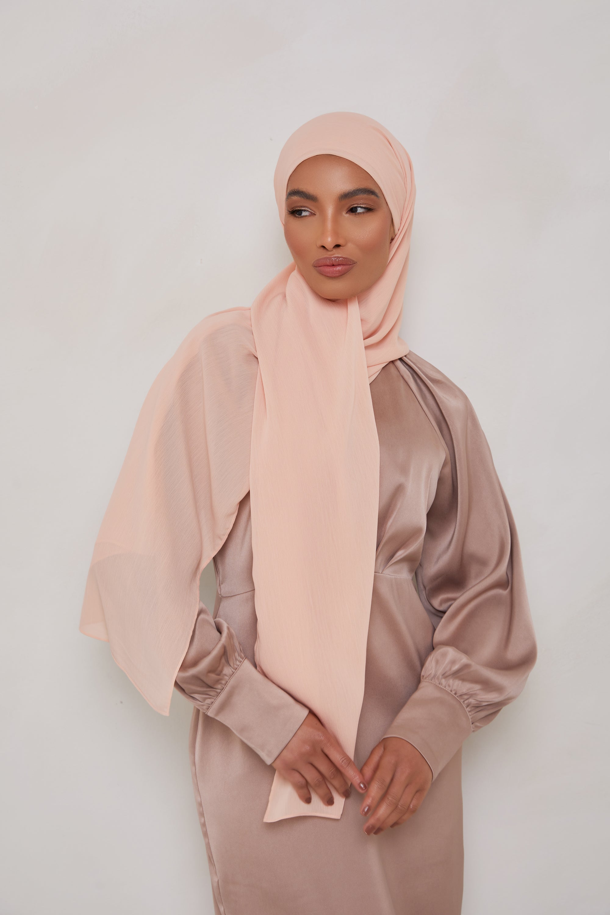 Georgette Crepe Hijab - Peach Veiled Collection 