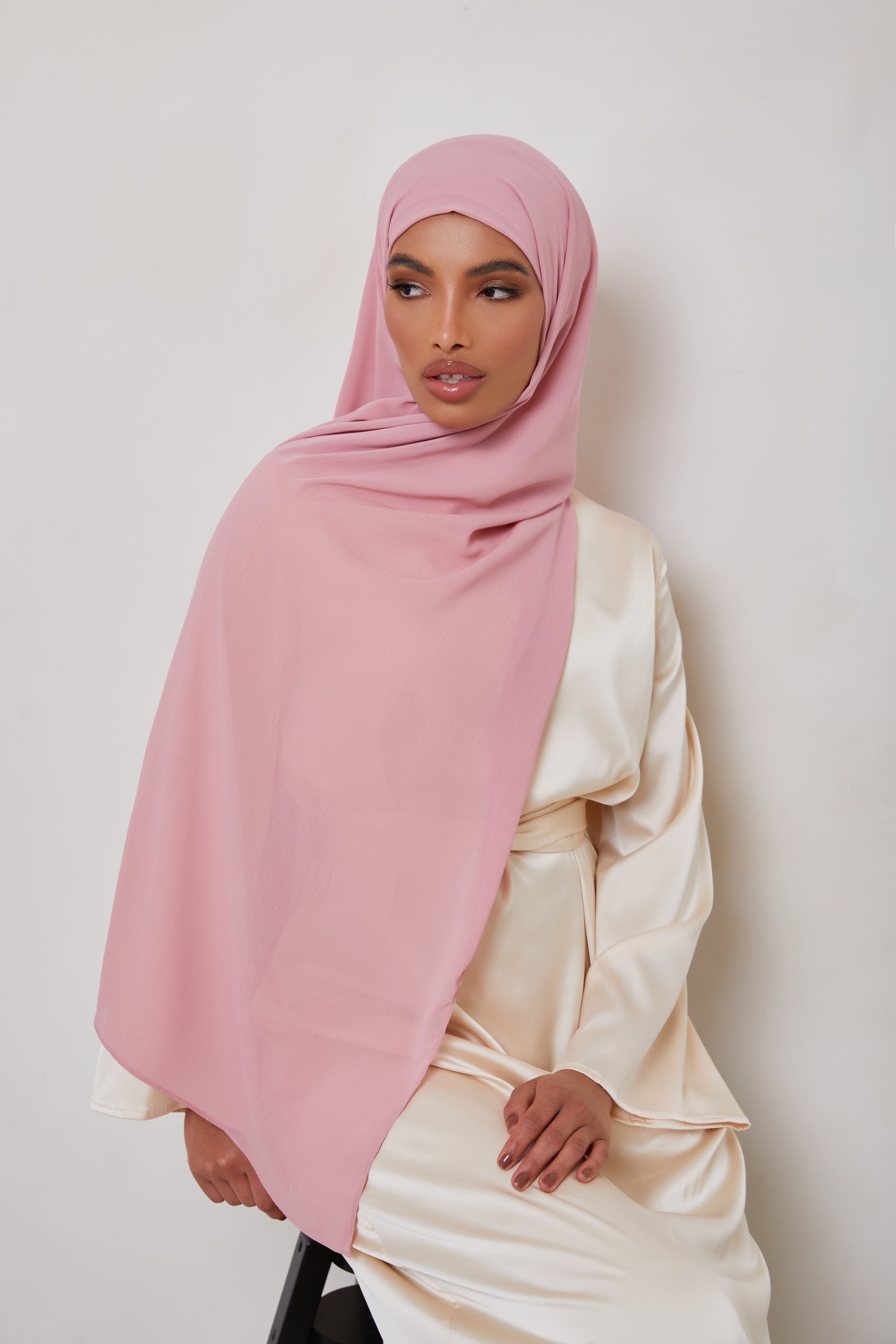Georgette Crepe Hijab - Pink Berry Veiled Collection 