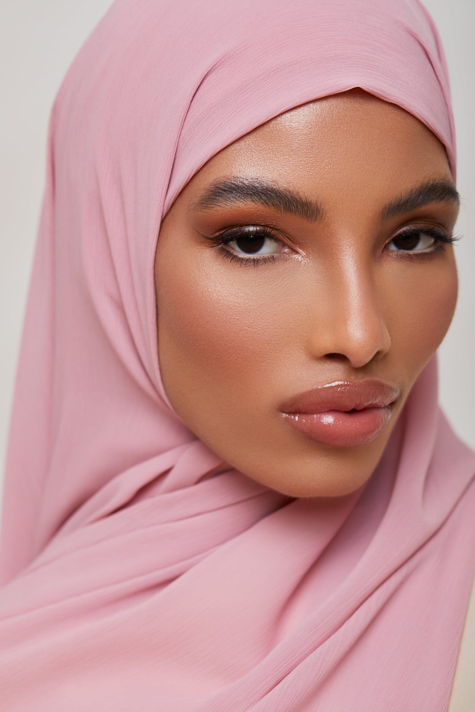 Georgette Crepe Hijab - Pink Berry Veiled Collection 