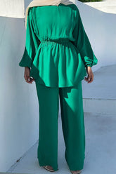 Hafsa Batwing Elastic Waist Top - Jade Clothing Veiled Collection 