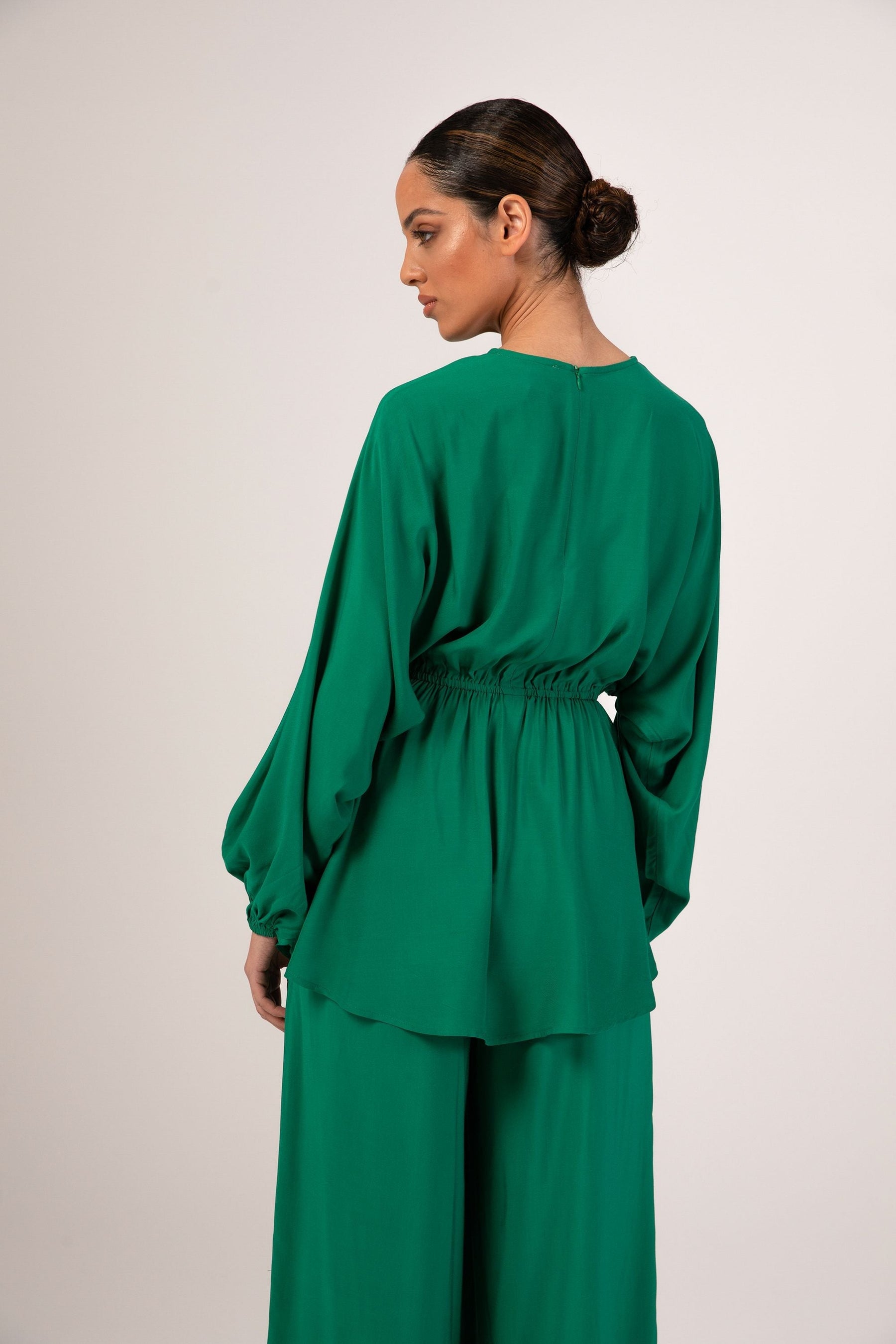 Hafsa Batwing Elastic Waist Top - Jade Veiled Collection 