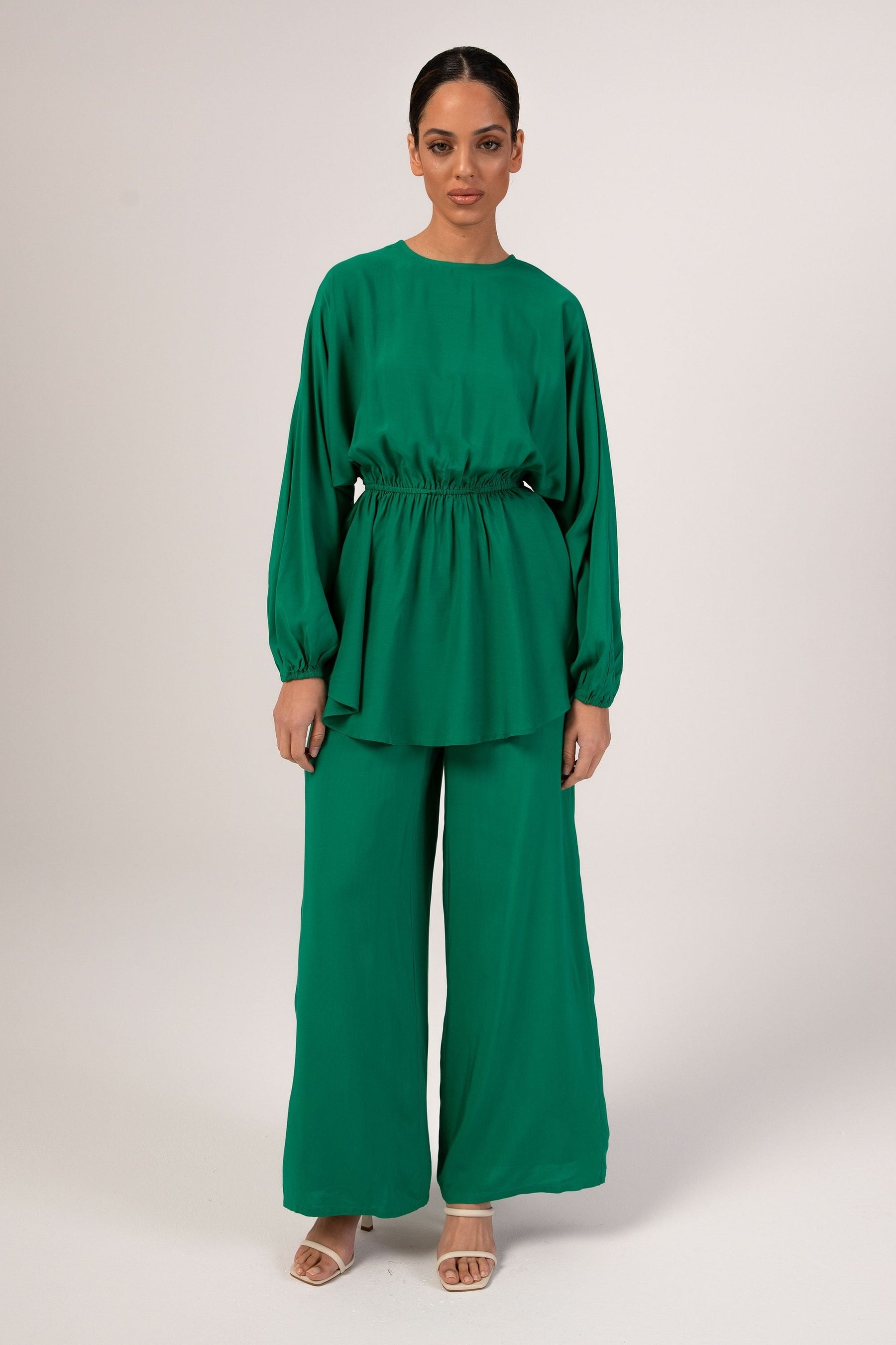 Hafsa Wide Leg Trousers - Jade Veiled Collection 