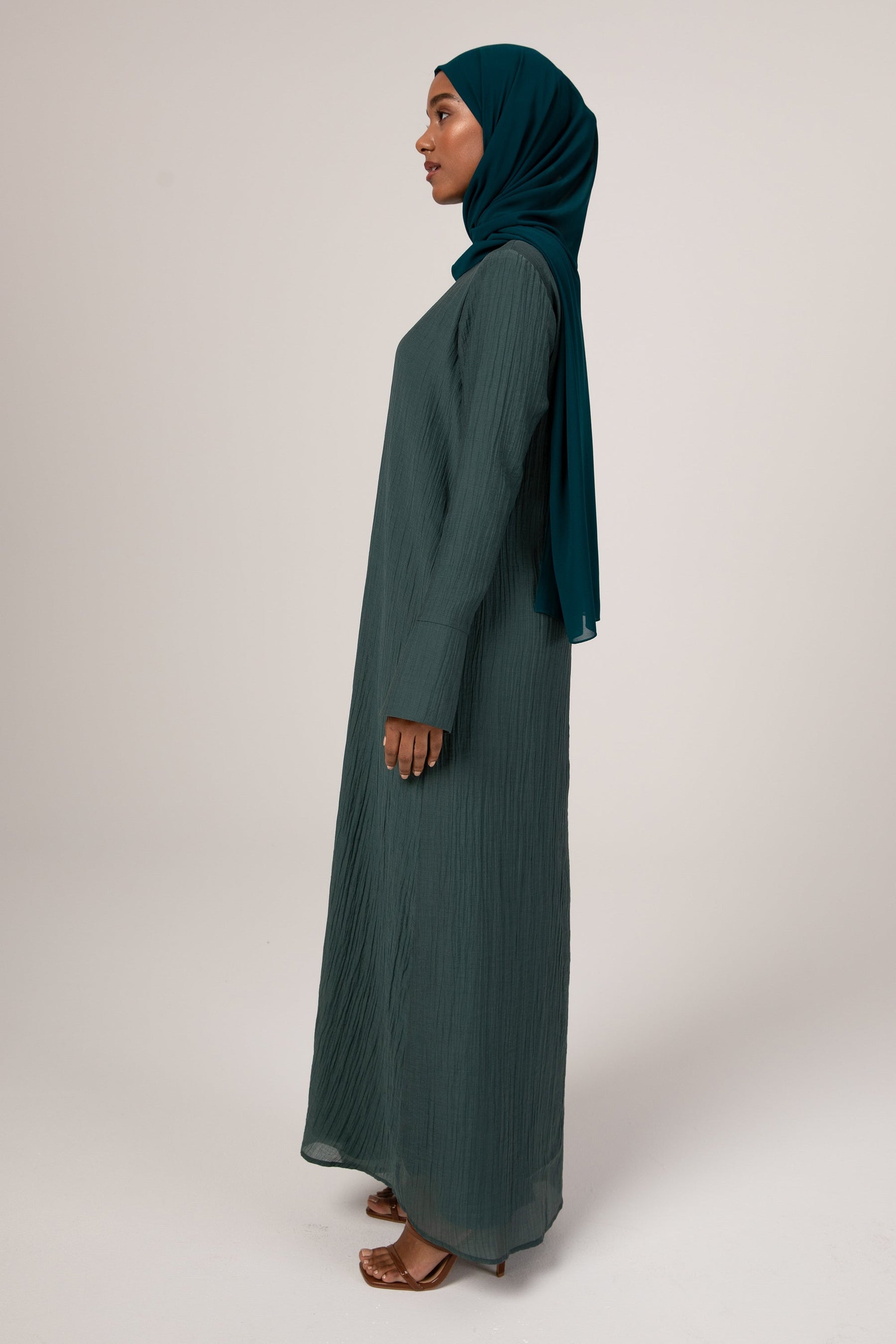 Hala Textured Shift Maxi Dress - Deep Teal Veiled Collection 