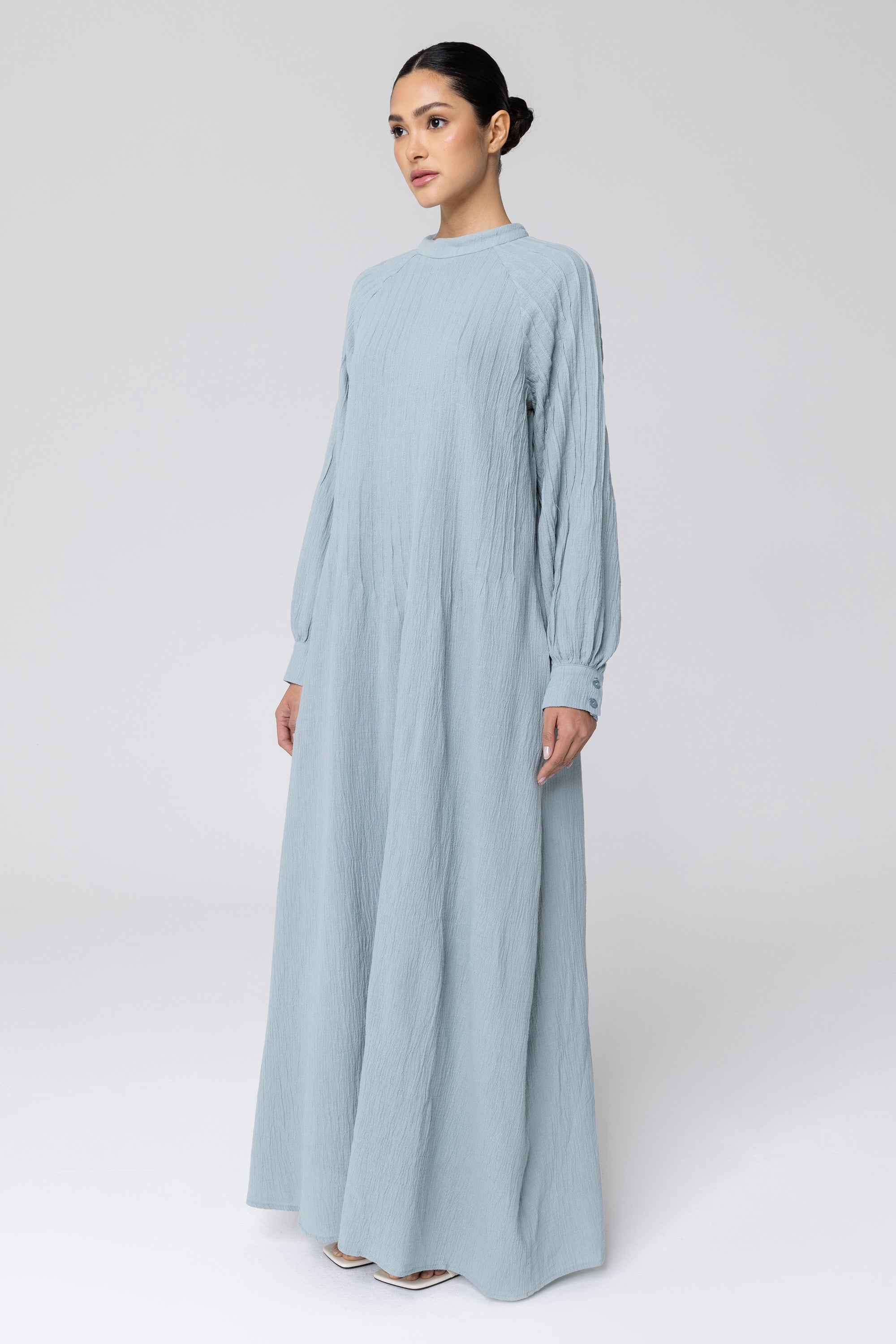 Hanifa Cotton Linen Balloon Sleeve Maxi Dress - Stillwater