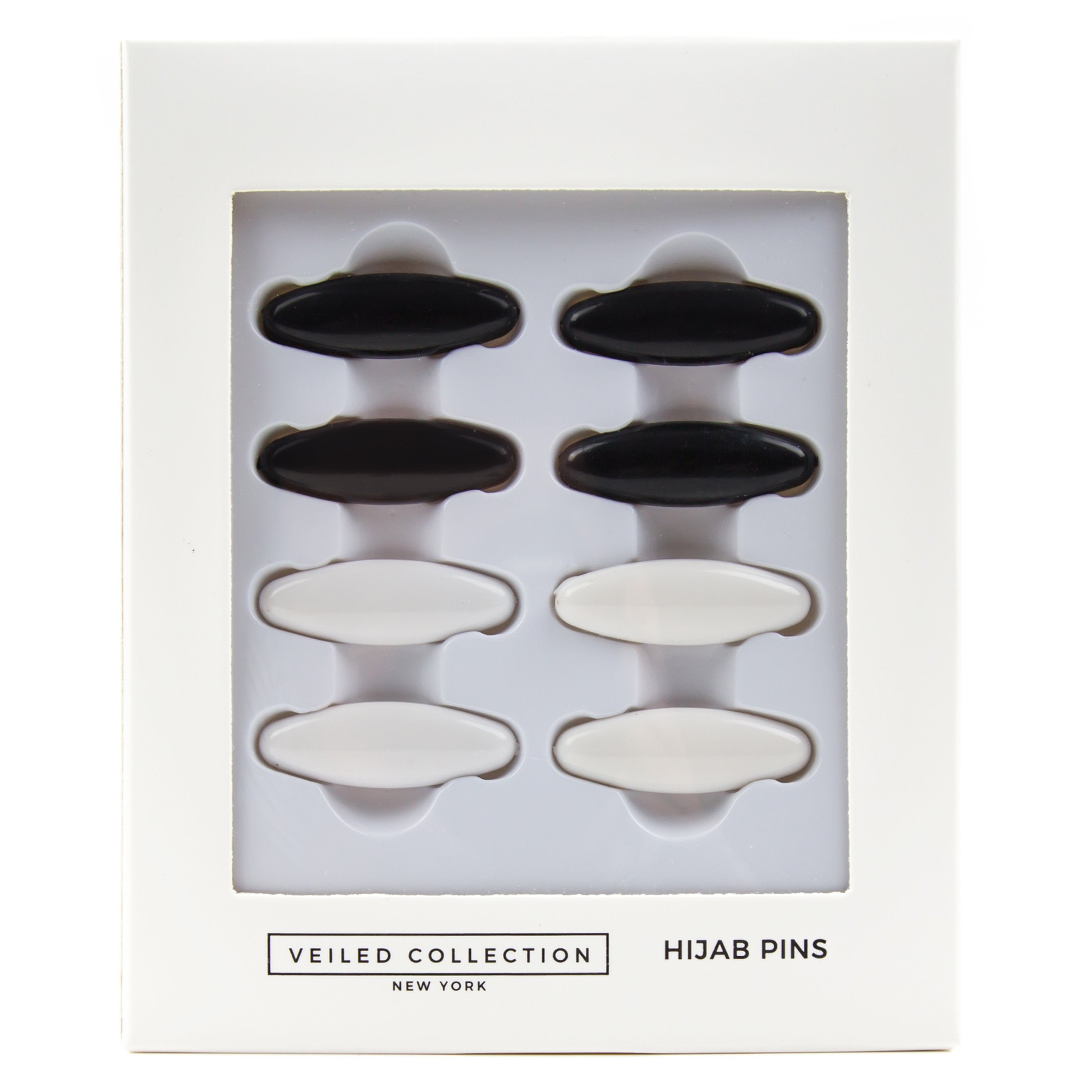 Hijab Pins - Black/White Hijab Pins Veiled Collection 